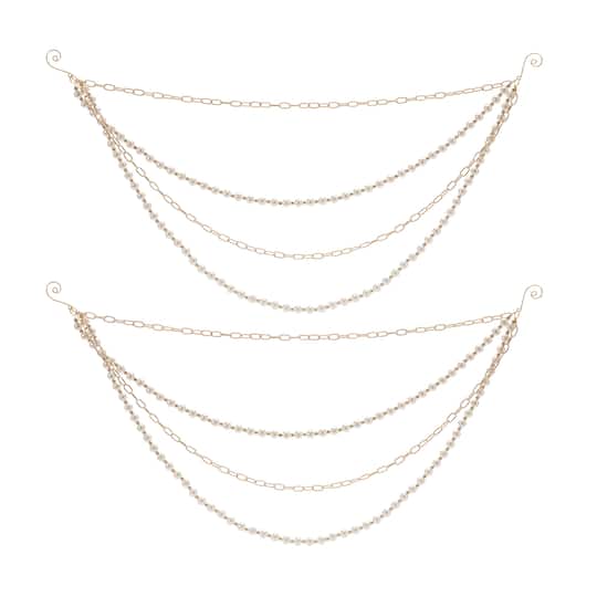 27" Pearl Bead & Chain Link Garlands, 2ct.